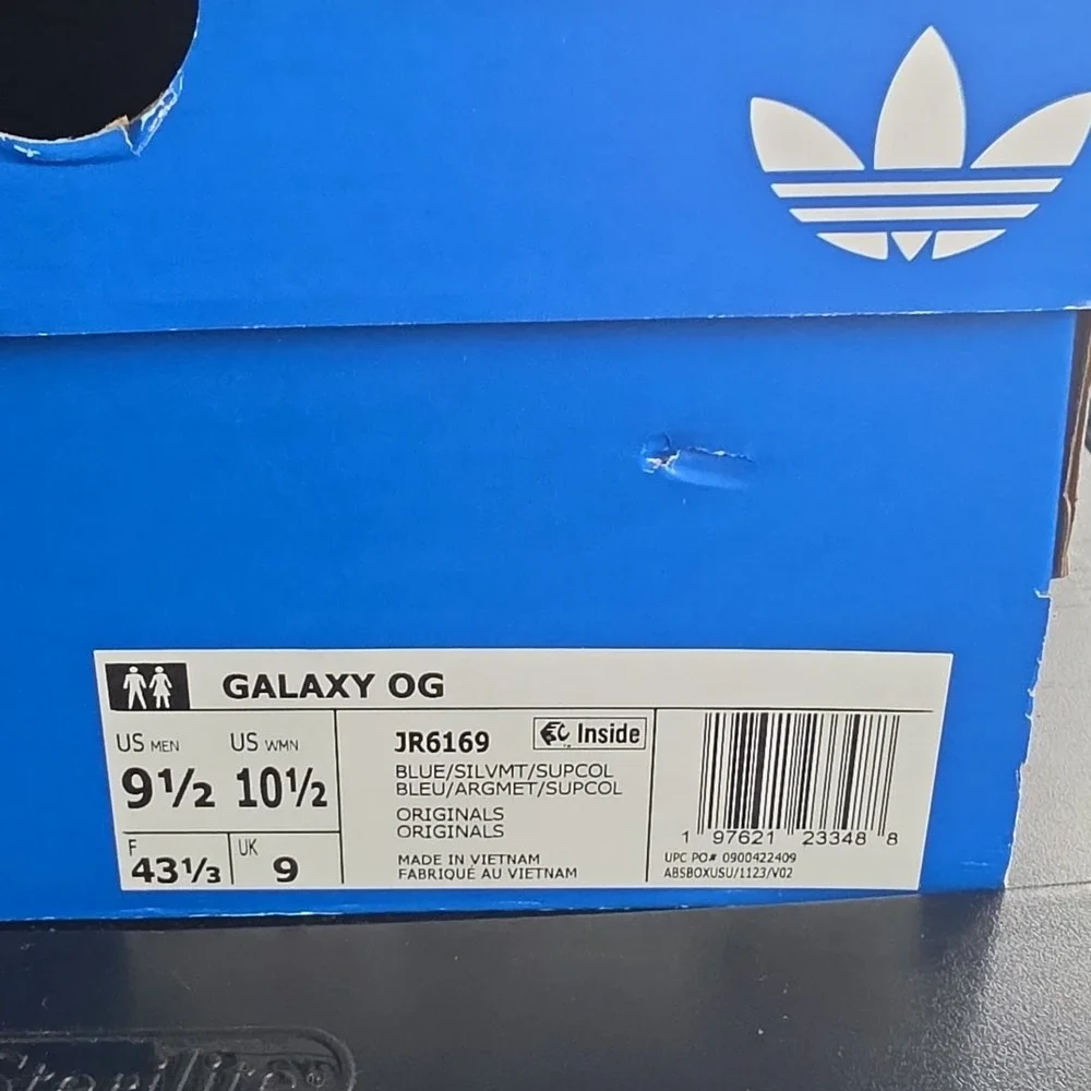 Adidas Galaxy OG Blue Silver Metallic Mens Sneakers JR6169 Low Top Shoes